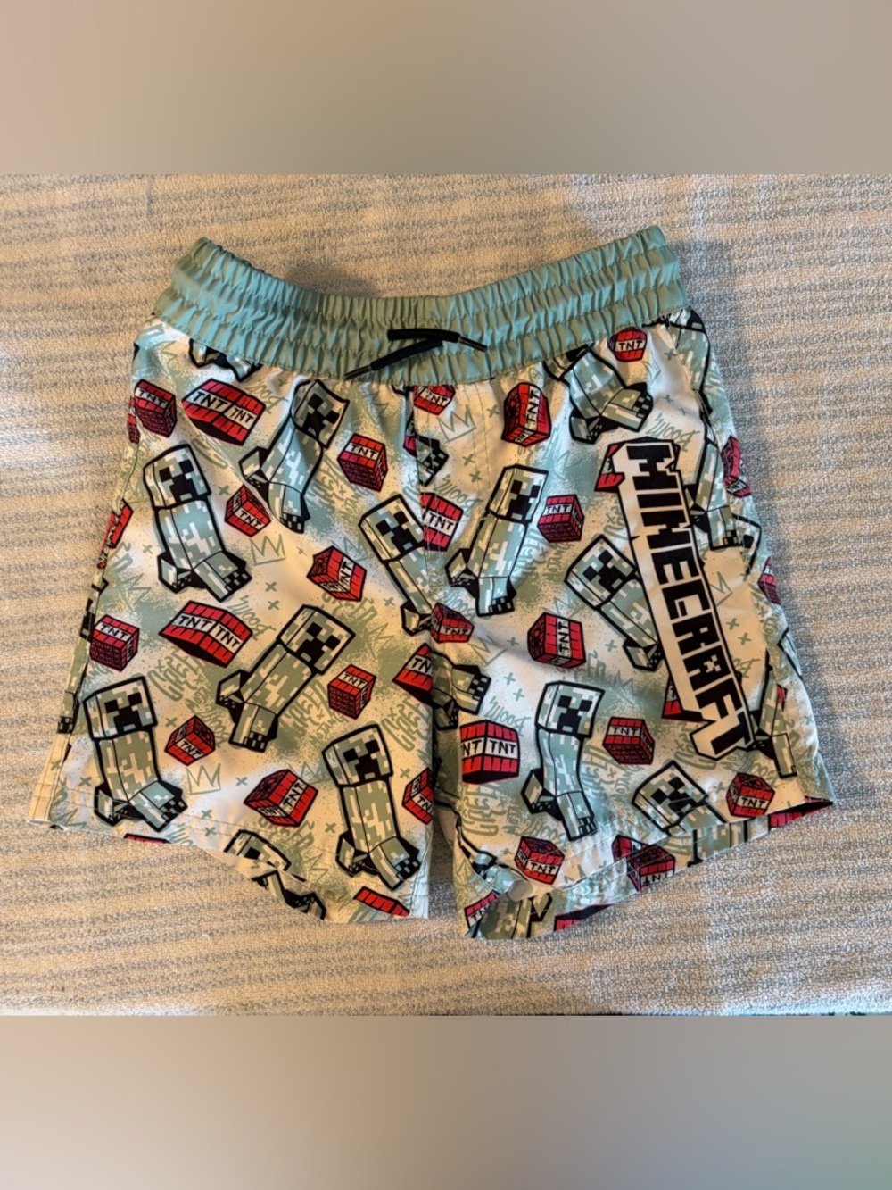 Minecraft Kids Green Creeper Swim Trunks